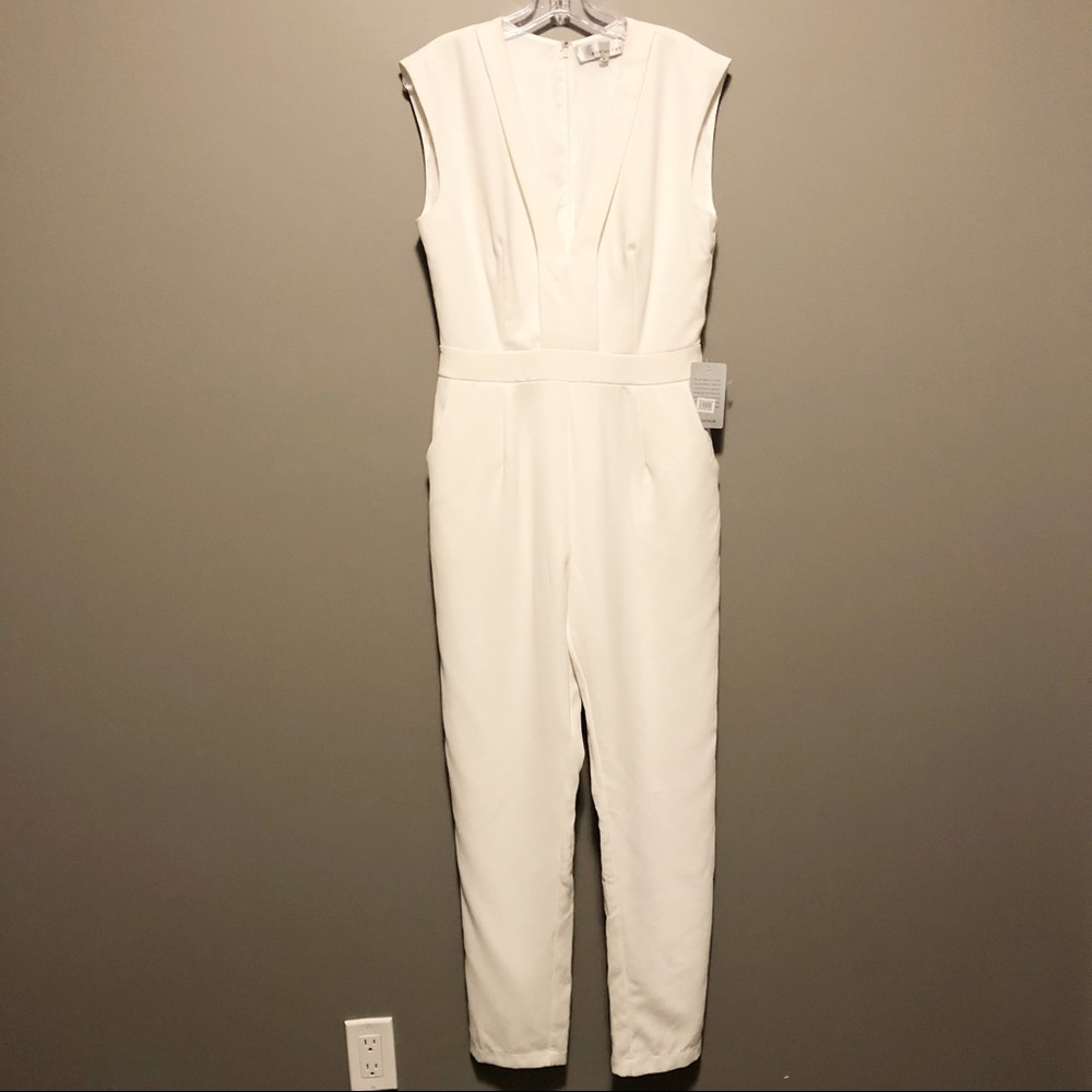 Adelyn Rae Shae Ankle Jumpsuit: White - Picture 2 of 8